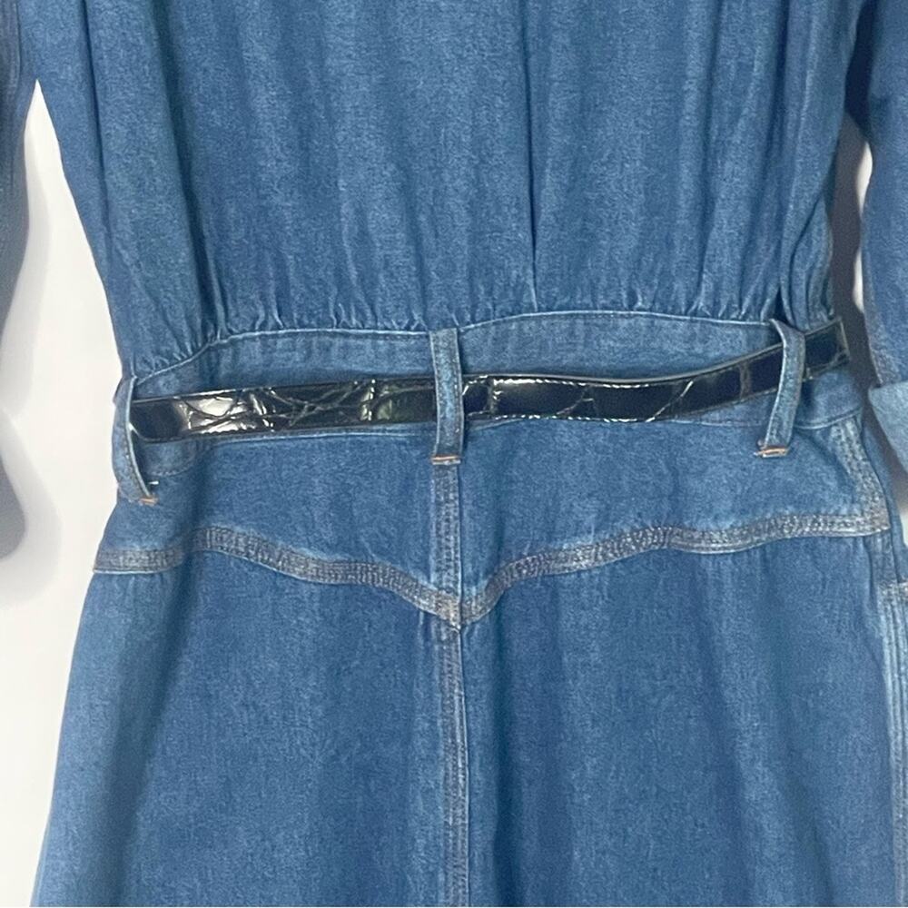 Vintage 90s denim maxi romper dress women’s Size 10 western equestrian bohemian - Picture 12 of 16